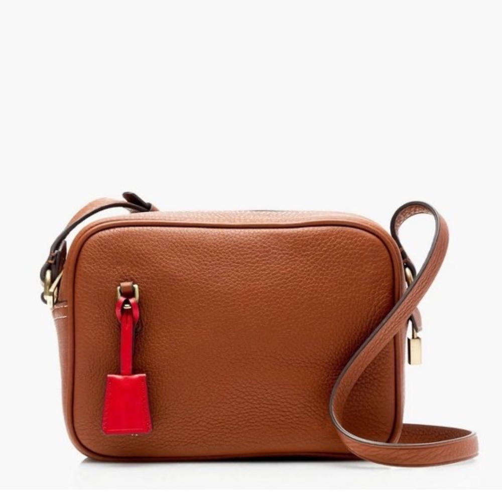 J. Crew Brown Crossbody Bag with Red Accent